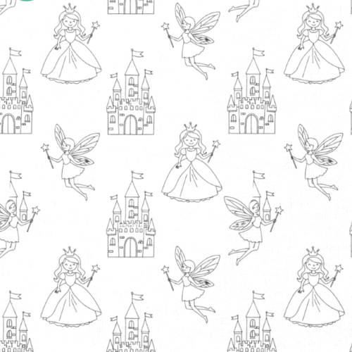 Tissu à colorier princesses et chateaux 50x70 cm