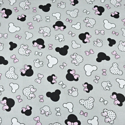 Tissu minnie rose et gris 50x80cm