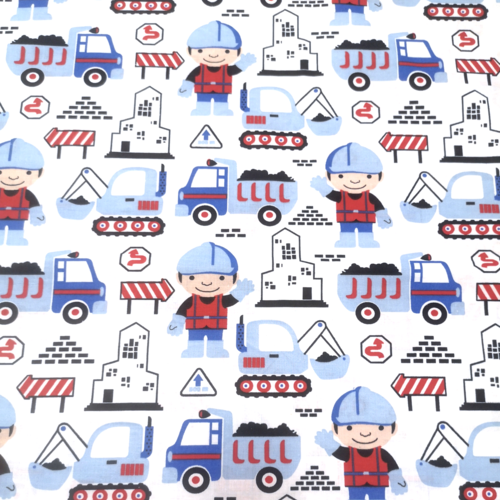 Tissu garçon chantier 50x80 cm