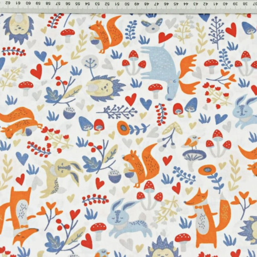 Tissu animaux dans la forêt 50x80cm