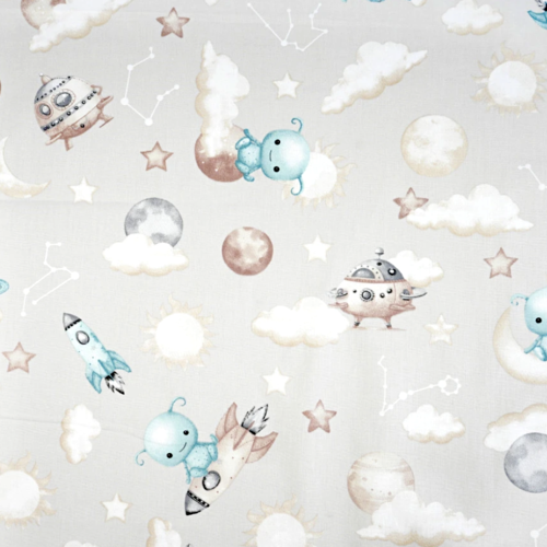 Tissu enfant extra terrestres et ovnis 50x80 cm