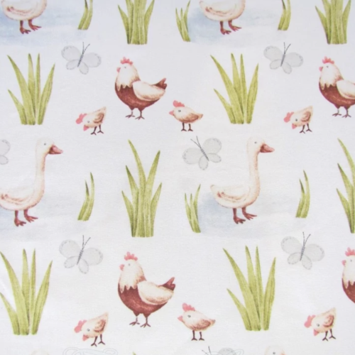 Tissu enfant poules et canards 50x80cm