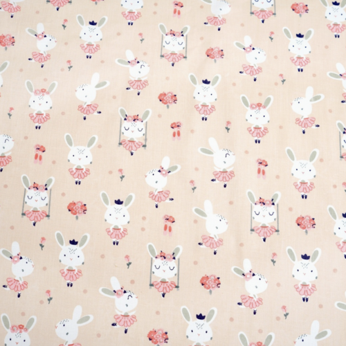 Tissu petites lapines danseuses 50x80cm