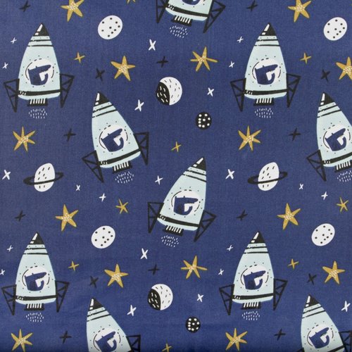 Tissu enfant fusées 50x80 cm
