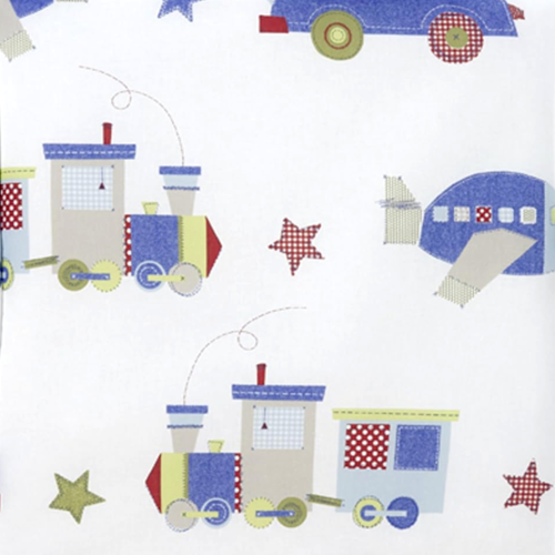 Soldes tissu enfant avions et trains 50x80cm