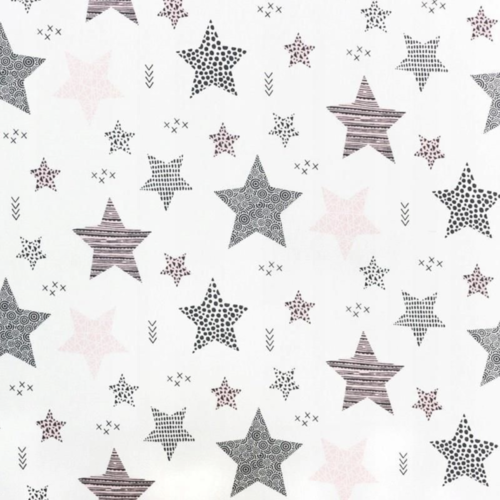 Tissu coton étoiles rose et noir 50x80 cm