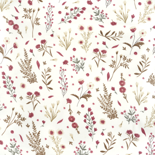 Tissu fleurs rouge et beige 50x80 cm