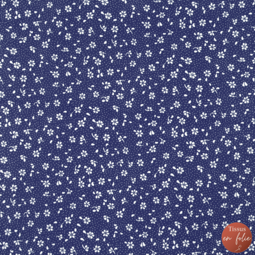 Tissu fleurs liberty bleu 50x80 cm