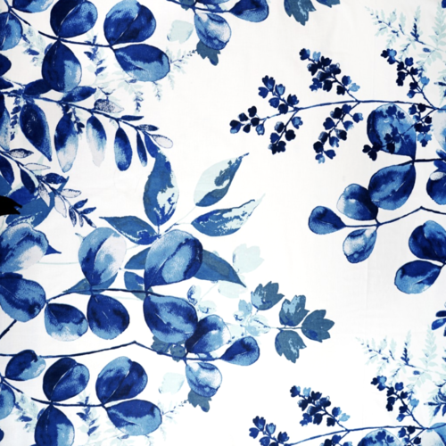 Tissu eucalyptus bleu et blanc 80x50 cm