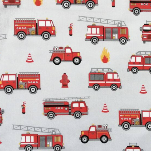 Tissu pompiers gris et rouge 50x80 cm