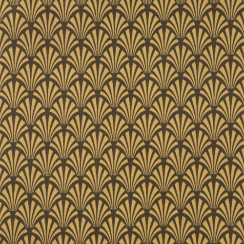 Tissu éventails moutarde et marron 50x74 cm