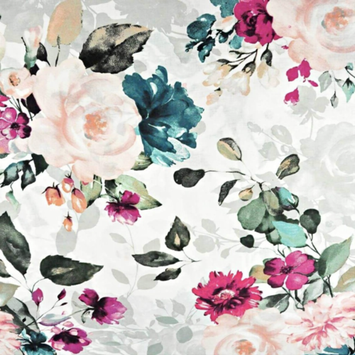 Tissu grandes fleurs multicolores 80x50 cm