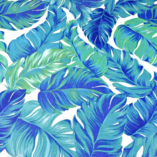 Tissu feuillage tropical vert et bleu 50x80 cm