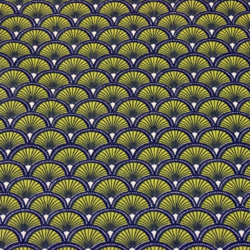 Tissu éventails jaune et noir 50x80 cm