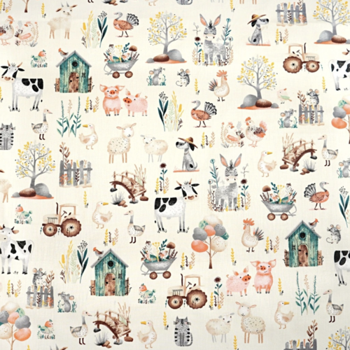 Tissu enfant animaux de la ferme 50x80cm