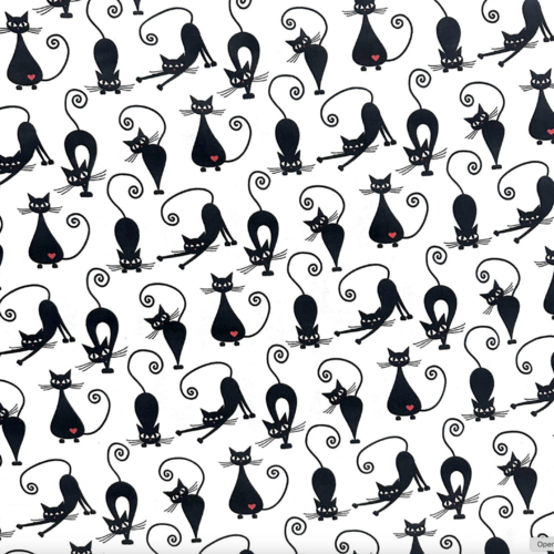 Tissu chats noir et blanc 50x80 cm