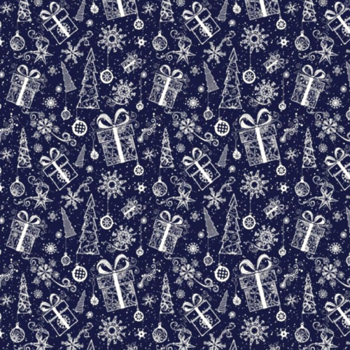 Tissu noël sapins et cadeaux 50x80cm