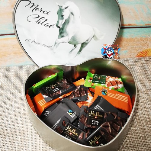 Boîte à chocolats coeur - cheval blanc