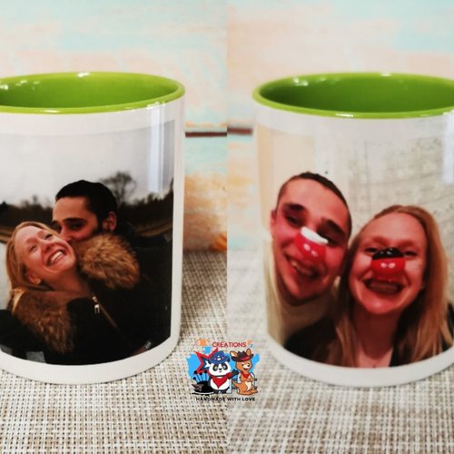 Mug bicolore vert clair - photos de couple