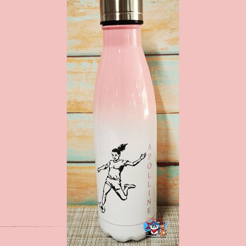 Bouteille isotherme rose - footballeuse