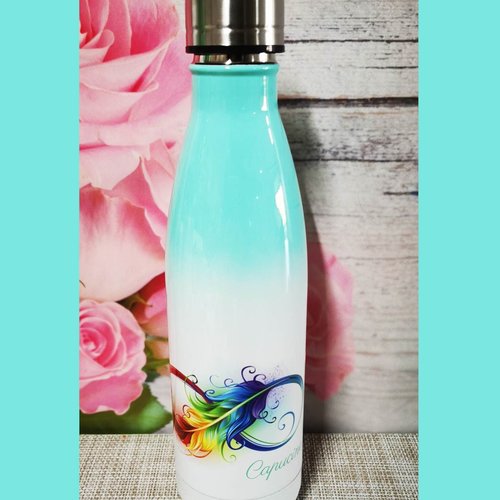Bouteille isotherme turquoise - plume infini