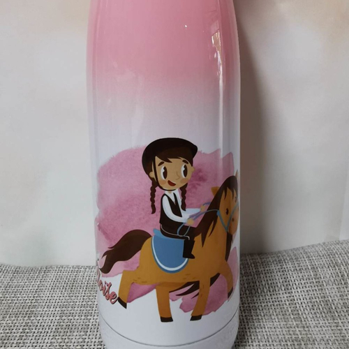 Bouteille isotherme rose - poney