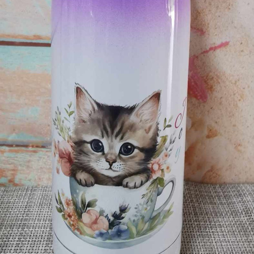 Bouteille isotherme violet - chaton