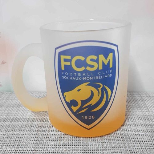 Mug transparent aspect givré jaune - fcsm / fc sochaux montbéliard
