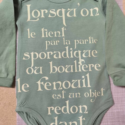 Body bébé manches longues - le fenouil (kaamelott)