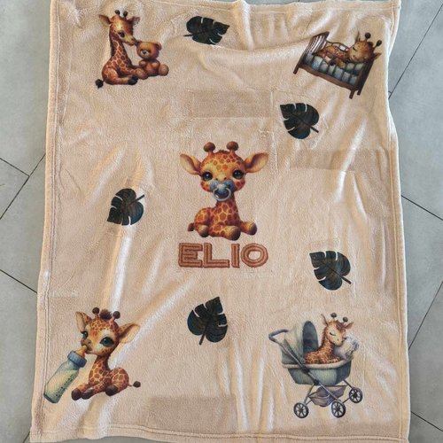 Couverture bébé beige- thème girafe