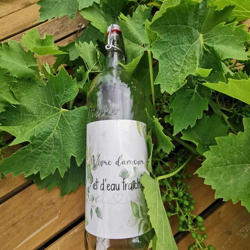 Etiquette de bouteille d'eau personnalisée - vivre d'amour et d'eau fraîche