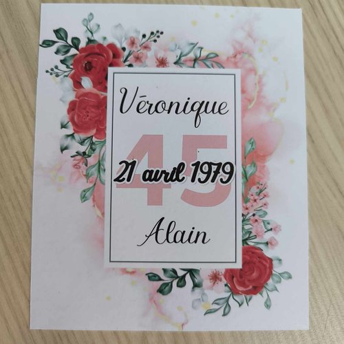 Etiquette de vin personnalisée - 45 ans de mariage