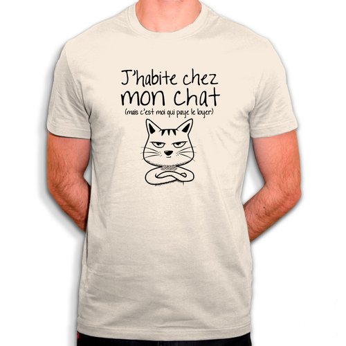 J'habite chez mon chat - t-shirt en coton bio - mais c'est moi qui paye le loyer