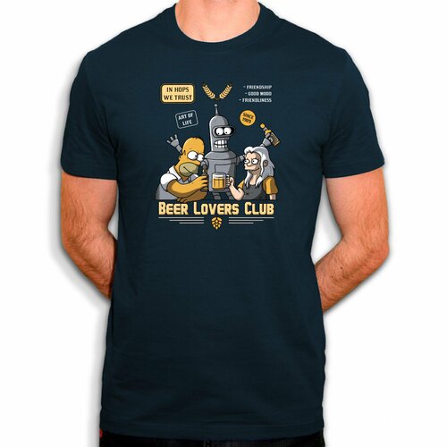 Beer lovers club - t-shirt en coton bio - bender, homer et bean
