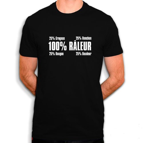 100% râleur - t-shirt en coton bio - tee shirt pour grognon, ronchon, bougon ou boudeur