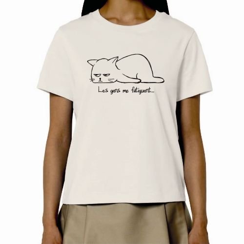 Les gens me fatiguent - t-shirt en coton bio - chat blasé
