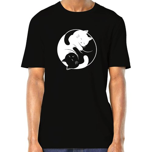 Ying yang - t-shirt en coton bio - chat noir, chat blanc