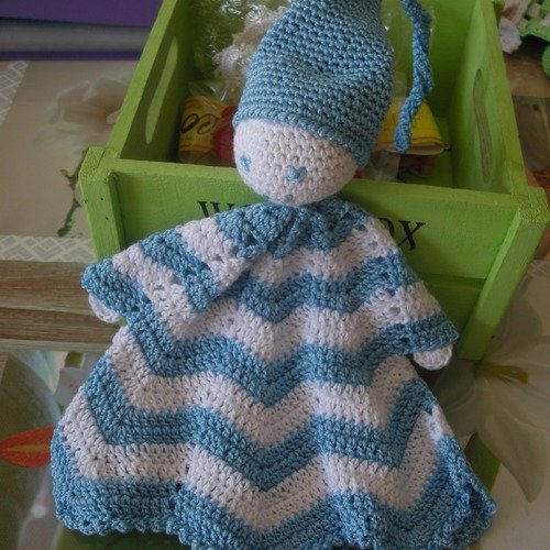 Doudou petit lutin bleu