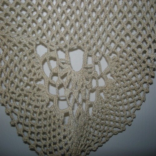 Rideau Brise-bise Crochet – écru – 1,38m X 51cm – Motif Fleurs Tortillons