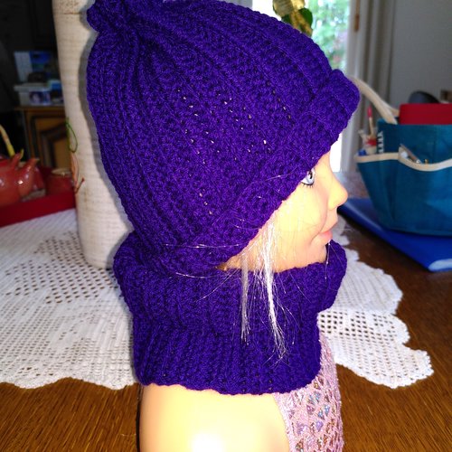 Bonnet et snood au crochet fait main
