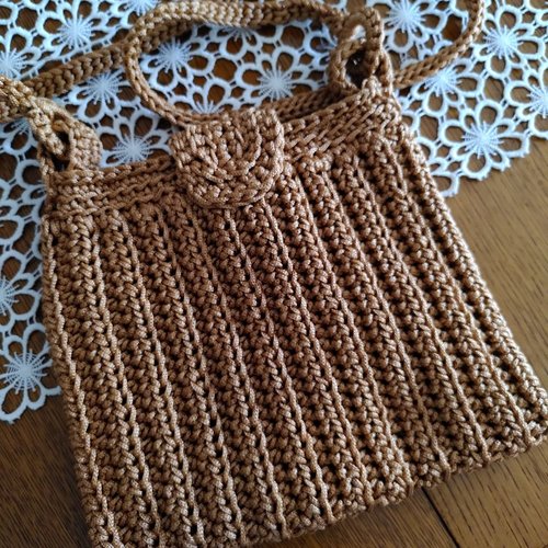 Sac crochet coton macramé fait main neuf