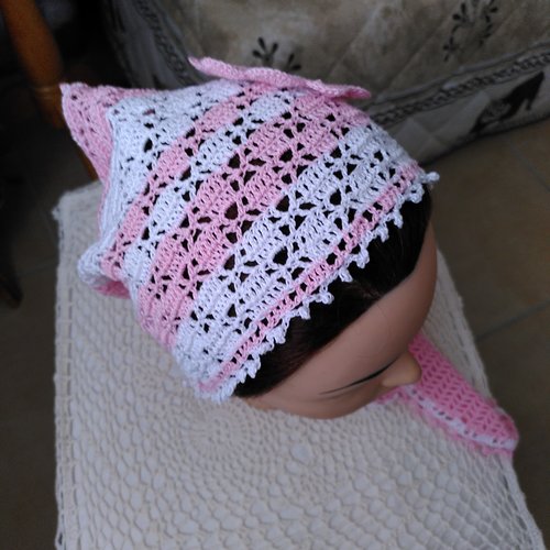 Fichu, bandeau tour de tête pour l'été crochet fait main neuf