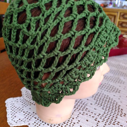 Bonnet été femme au crochet fait main