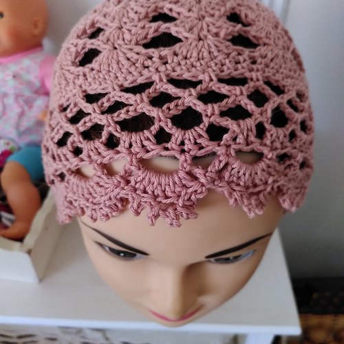 Bonnet été femme au crochet fait main neuf