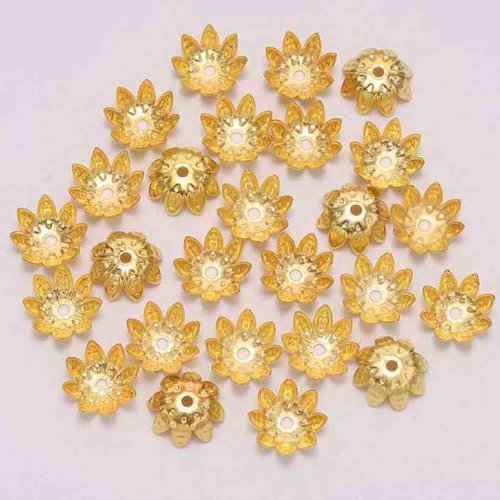 20 coupelles de perles  - calottes - 10mm - fleur lotus - doré (cpffl10d)