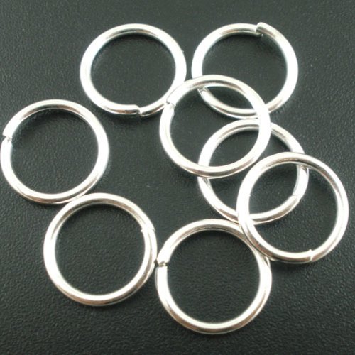 8 ANNEAUX COEUR EN MÉTAL ARGENTÉ OUVERTS 10MM