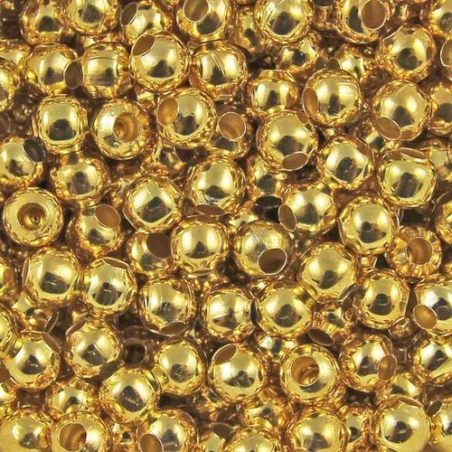 30 perles métalliques - intercalaires - rondes - 5mm - doré (pm05d)