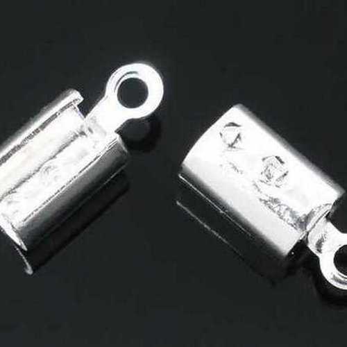 20 embouts de serrage - embouts pour cordon - à coller - 11x4.5mm - argenté (es011a)