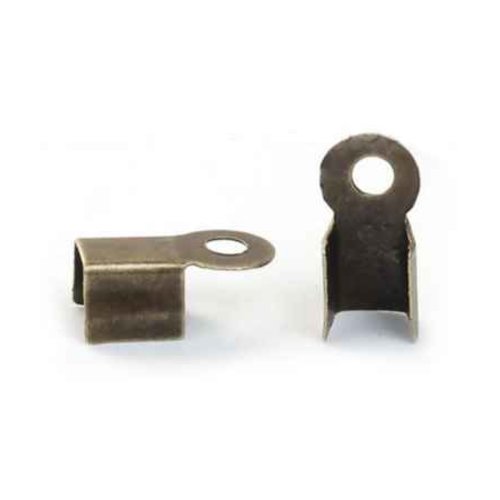 20 embouts de serrage - embouts pour cordon - à coller - 11x4mm - bronzé (es011ba)