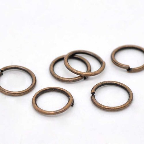 10 anneaux simples ouverts -  anneaux de jonction - ronds - 14mm - cuivré rouge (aro14cr)